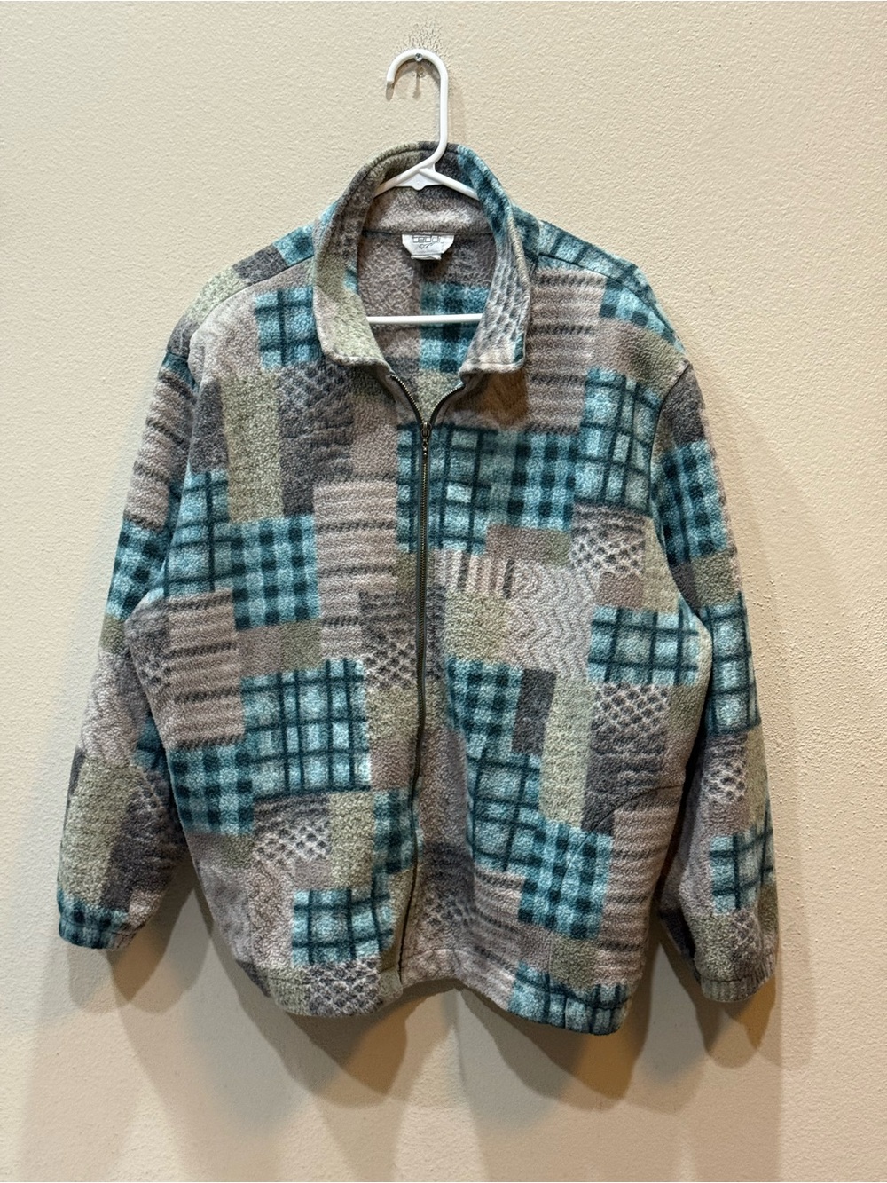 Vintage Gorpcore Teddi Womens Fair Isle Retro Winter Cozy Fleece Jacke